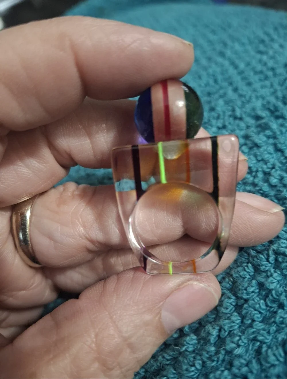 Colorful Striped Lucite Statement Ring - Picture 1 of 4
